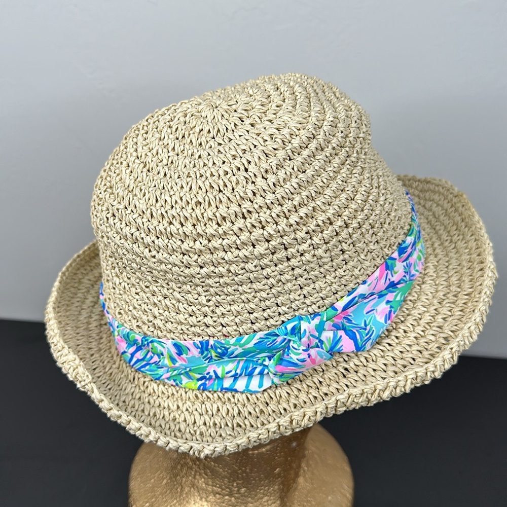 Lilly Pulitzer Natural Straw Sun Hat with Bright Floral Band